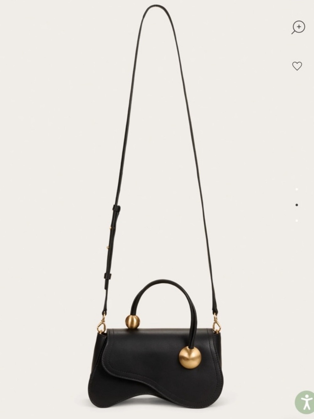 cult gaia Black Leather Crossbody Bag with Gold Hardware - Picture 4 of 11